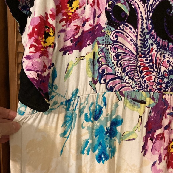 Chicos Short Sleeve Knit Maxi Dress Floral Print Size 2 (12/14) - Picture 5 of 14